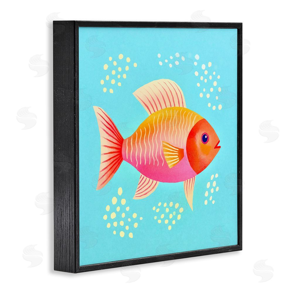 Andrea Haase Whimsical Orange Fish Black Framed Giclee Wall Art Print