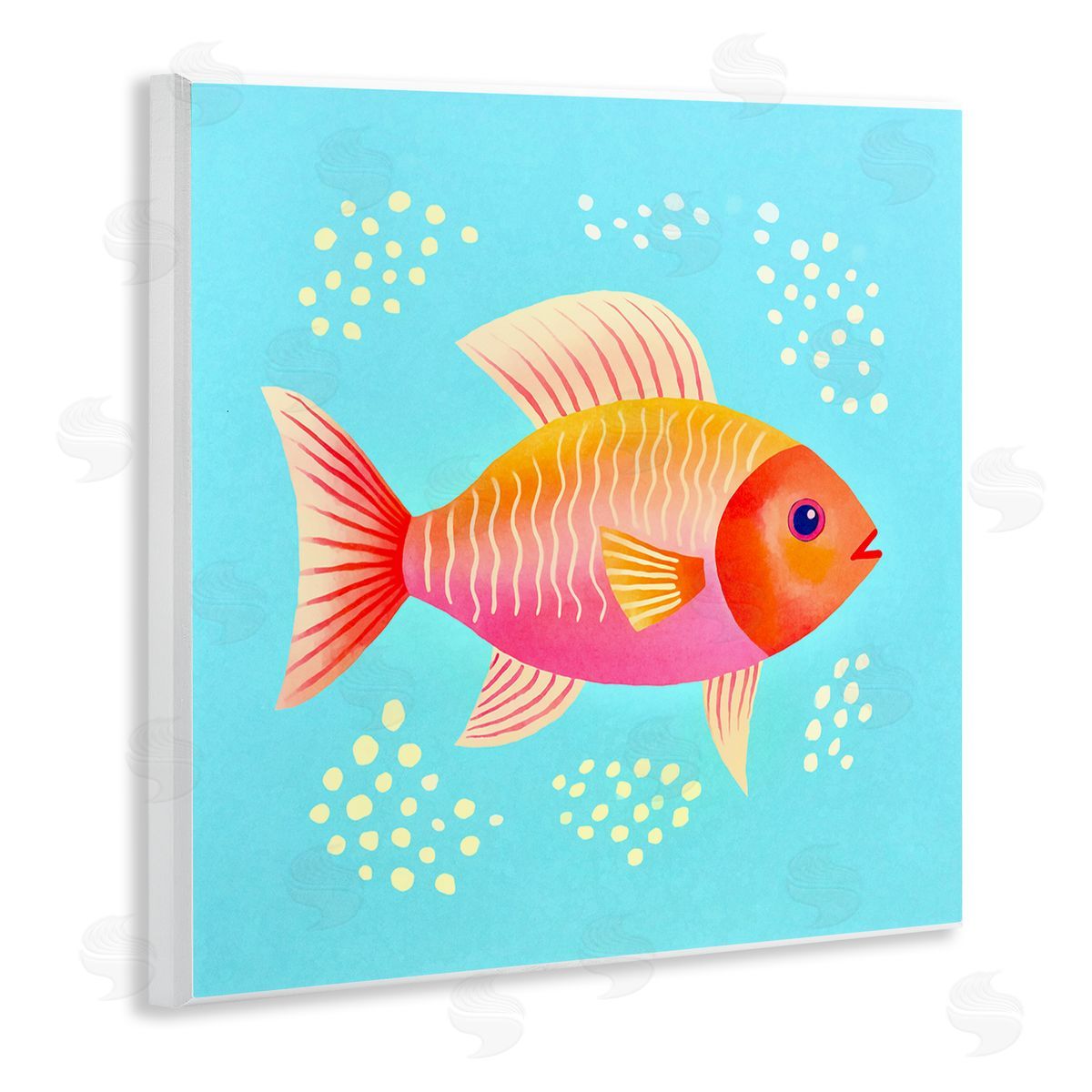 Andrea Haase Whimsical Orange Fish Wooden Wall Plaque Art Print