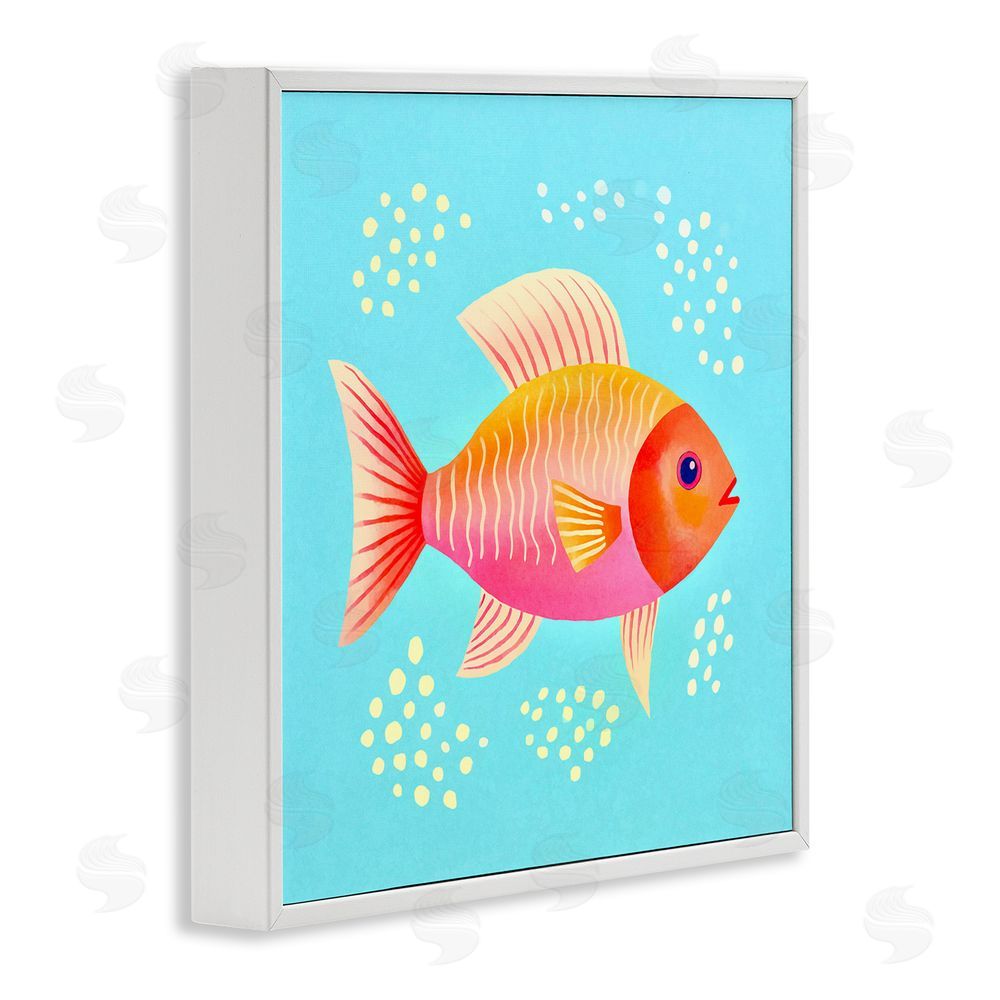 Andrea Haase Whimsical Orange Fish White Framed Giclee Wall Art Print