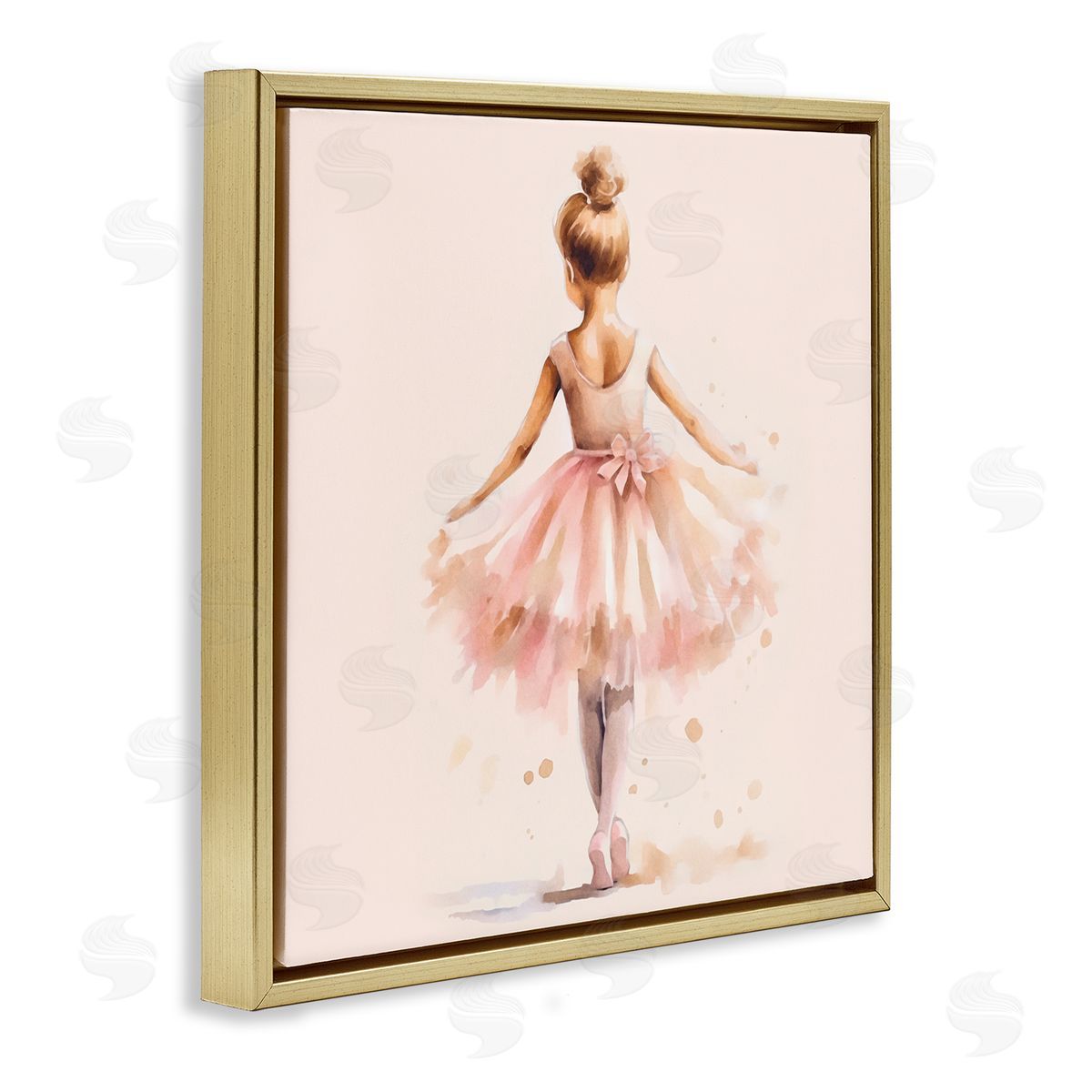 Andrea Haase Stepping Ballerina in Tutu Gold Floating Frame Canvas Wall Art Print