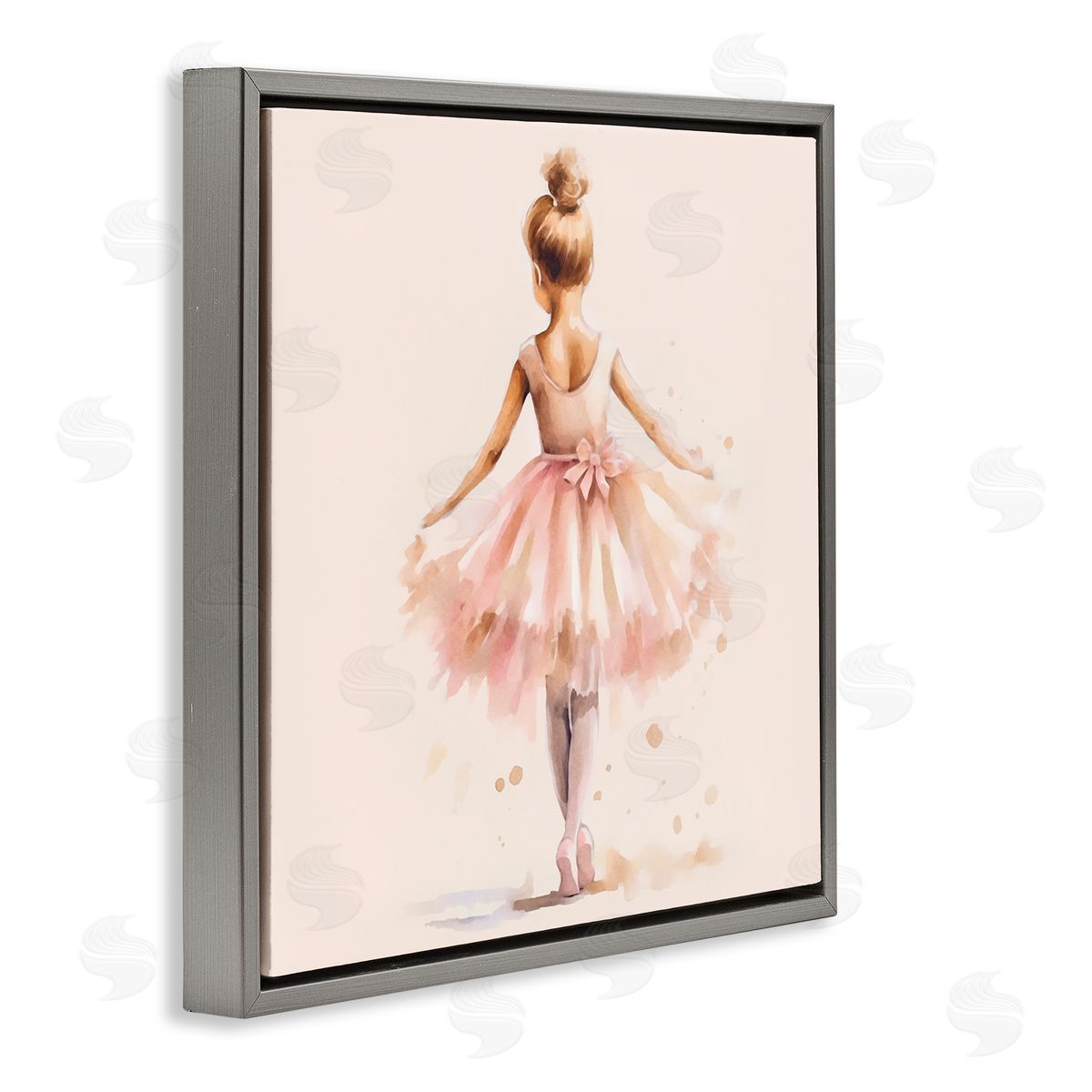 Andrea Haase Stepping Ballerina in Tutu Gray Floating Frame Canvas Wall Art Print