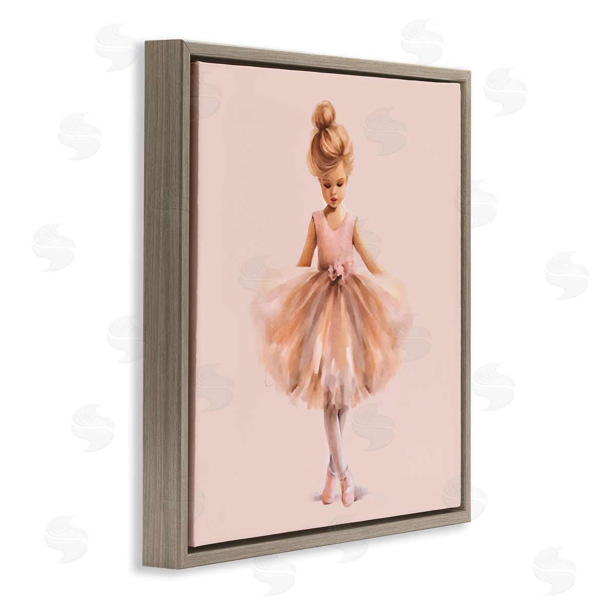 Andrea Haase Pink Ballerina Girl Brown Floating Frame Canvas Wall Art Print