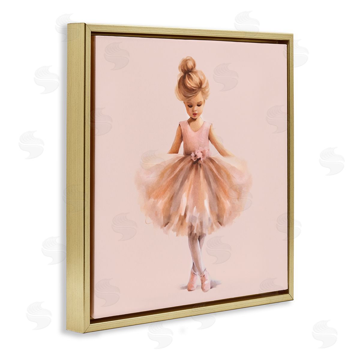 Andrea Haase Pink Ballerina Girl Gold Floating Frame Canvas Wall Art Print