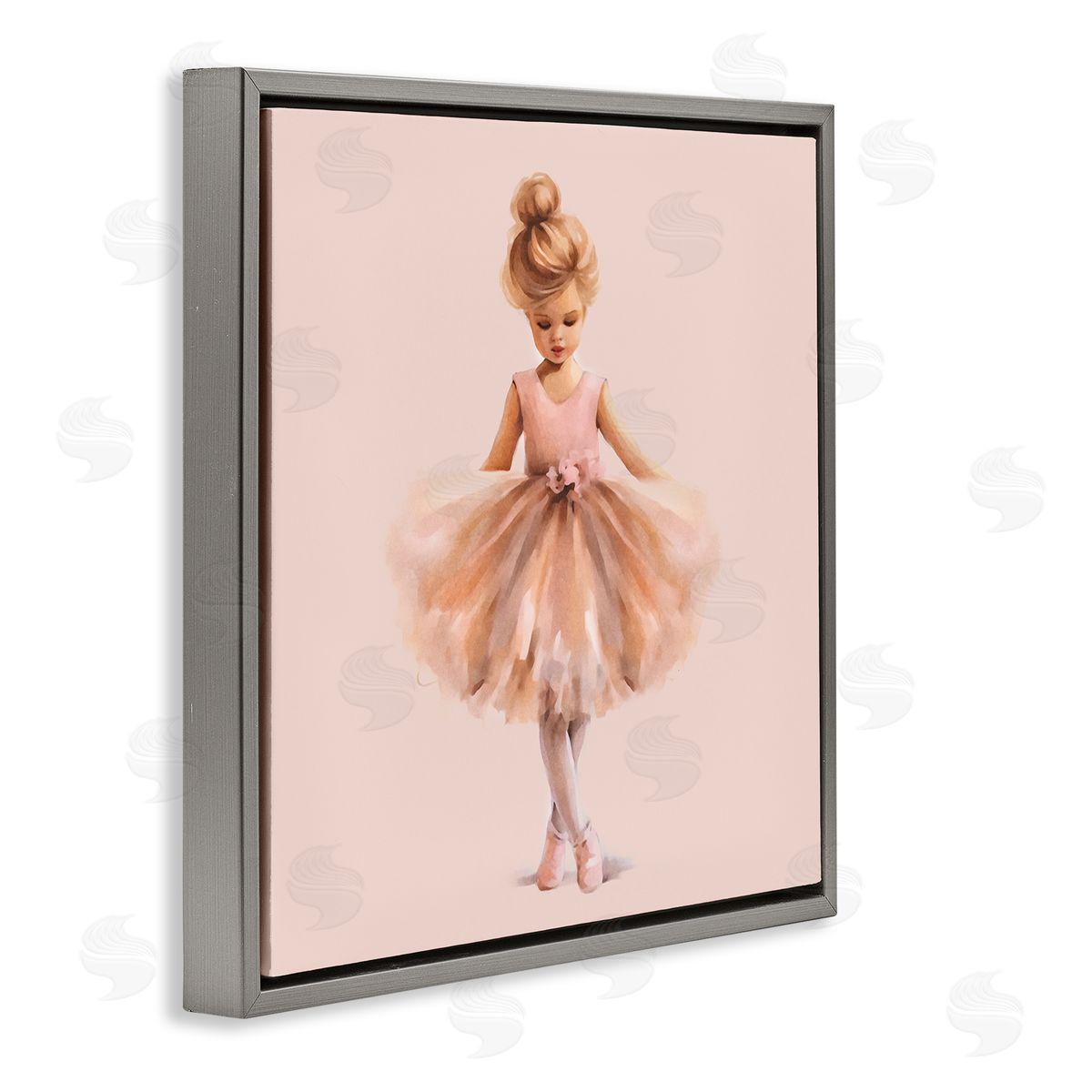 Andrea Haase Pink Ballerina Girl Gray Floating Frame Canvas Wall Art Print