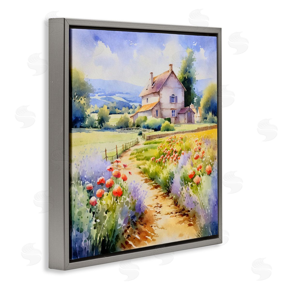 Andrea Haase Provence Cottage Gardens Gray Floating Frame Canvas Wall Art Print