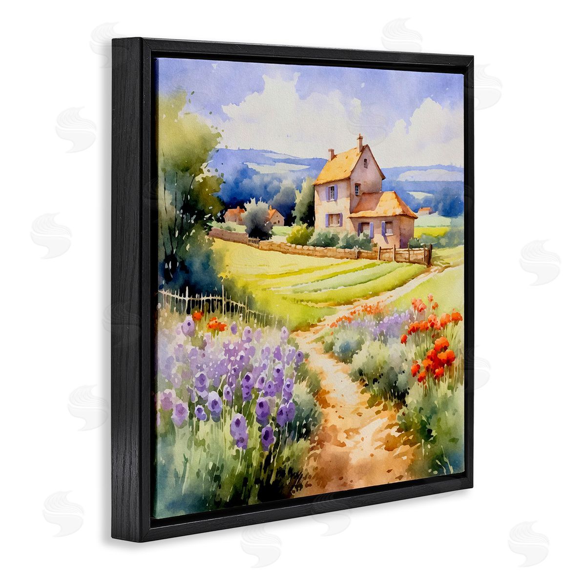 Andrea Haase Summer Lavender Farm Black Floating Frame Canvas Wall Art Print