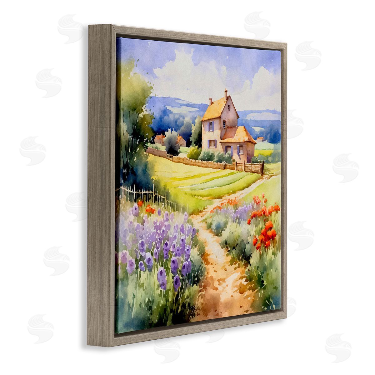 Andrea Haase Summer Lavender Farm Brown Floating Frame Canvas Wall Art Print