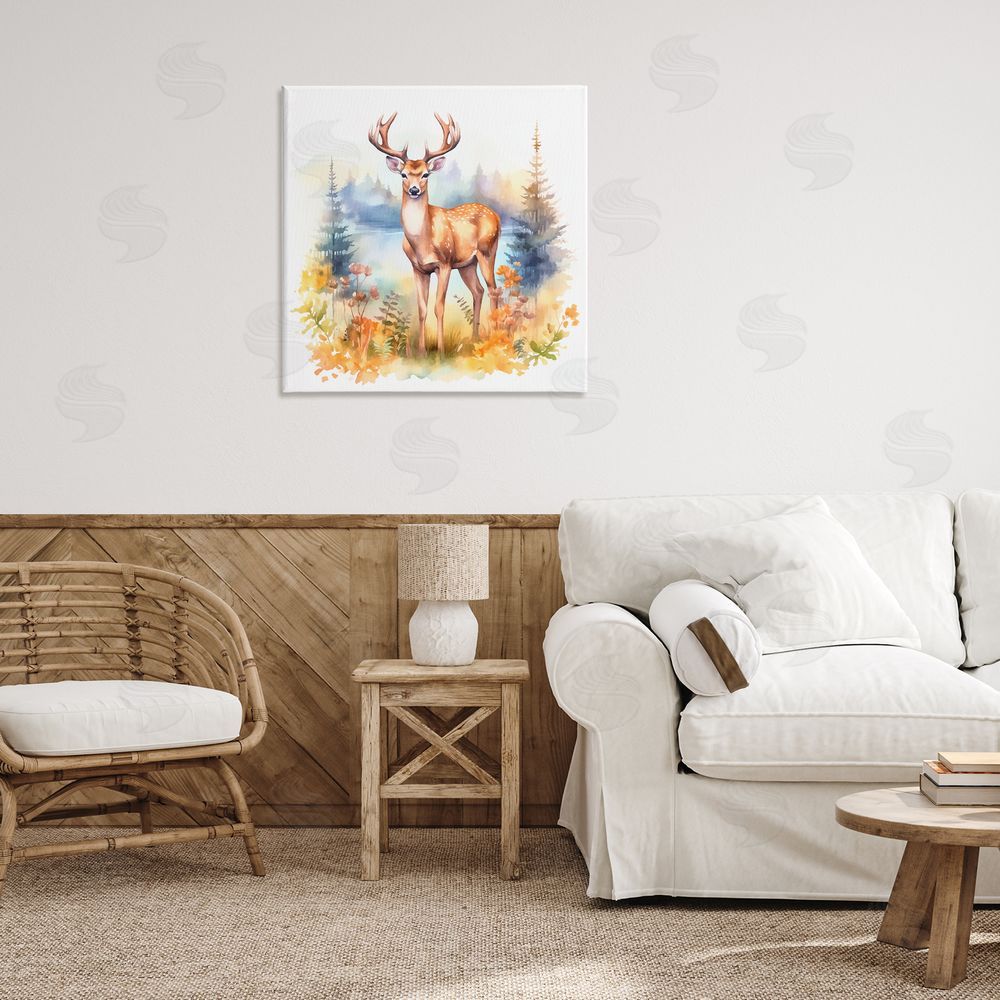 Andrea Haase Wild Deer in Forest Canvas Wall Art Print in Room
