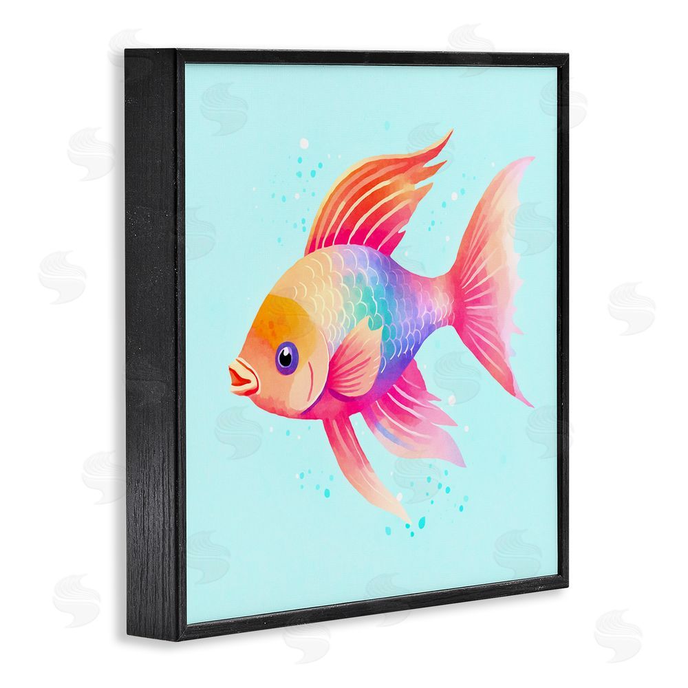 Andrea Haase Whimsical Gradient Fish Black Framed Giclee Wall Art Print