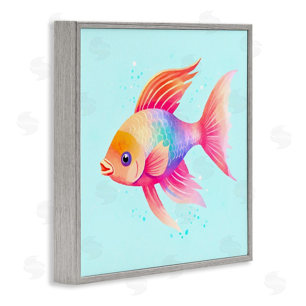Andrea Haase Whimsical Gradient Fish Gray Framed Giclee Wall Art Print