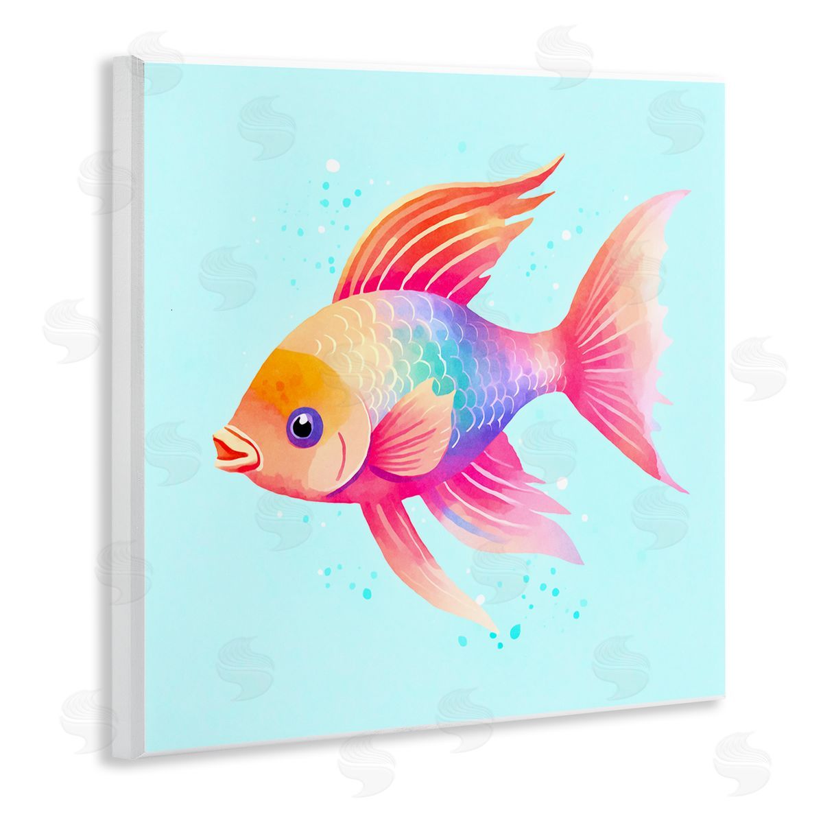 Andrea Haase Whimsical Gradient Fish Wooden Wall Plaque Art Print