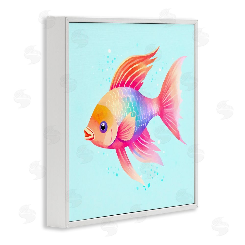 Andrea Haase Whimsical Gradient Fish White Framed Giclee Wall Art Print