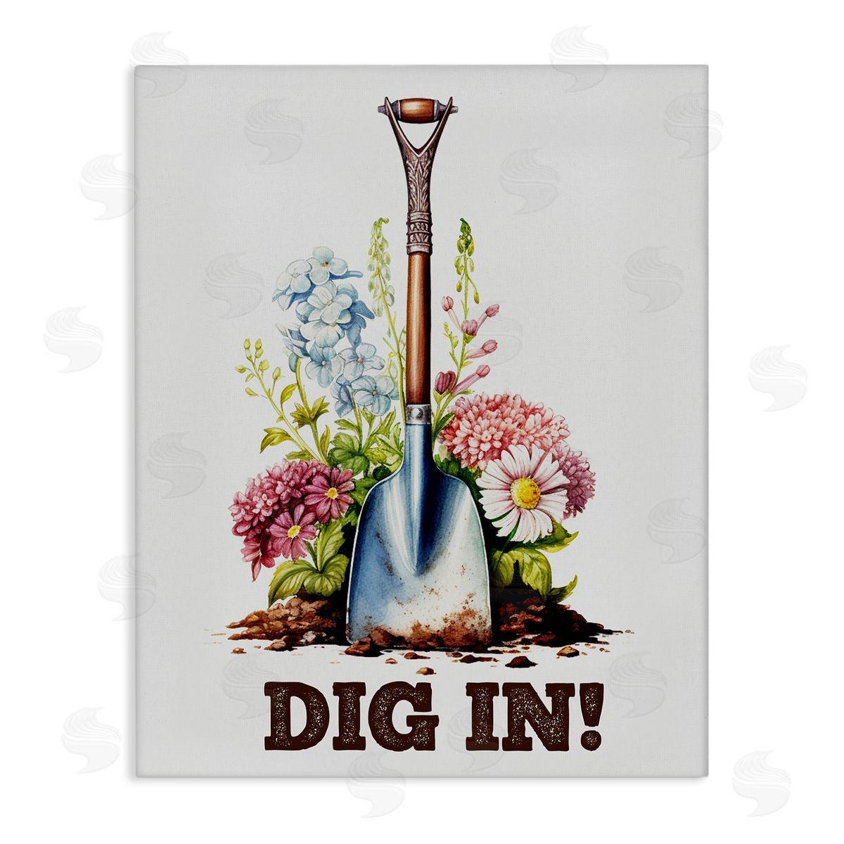 Dig In Gardening Phrase Canvas Wall Art, Home Decor by Karen Smith