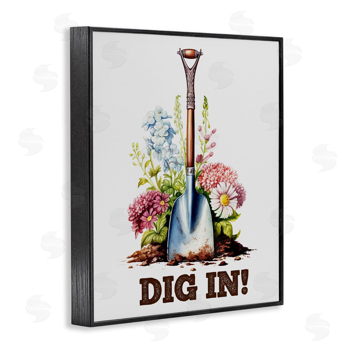 Dig In Gardening Phrase Black Frame Print Wall Art, Home Decor by Karen Smith