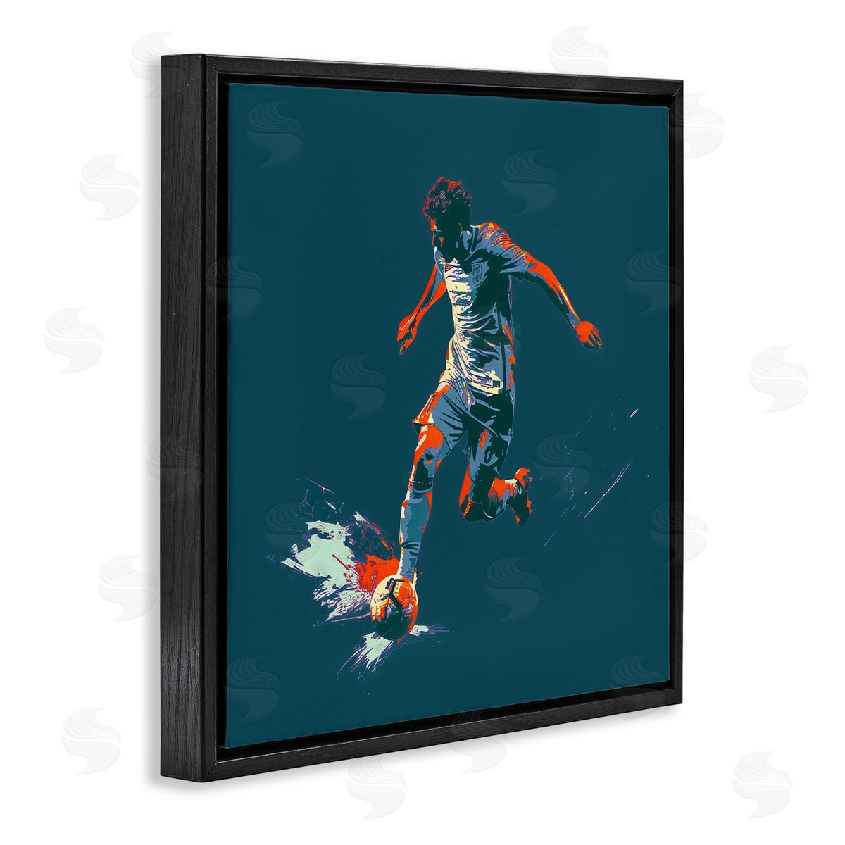 Lazar Studio Winning Soccer Goal Black Floating Frame Canvas Wall Art Print