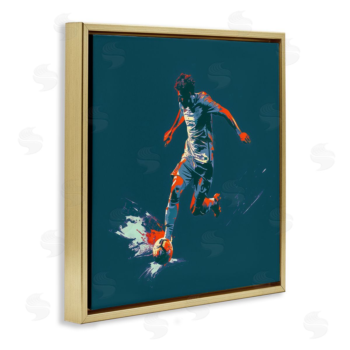 Lazar Studio Winning Soccer Goal Gold Floating Frame Canvas Wall Art Print