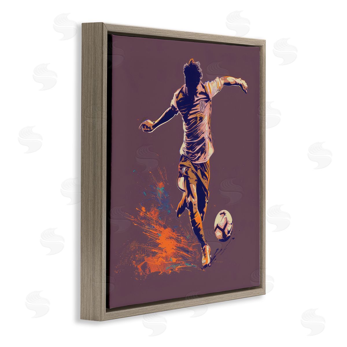 Lazar Studio Winning Goal Abstract Athlete Brown Floating Frame Canvas Wall Art Print