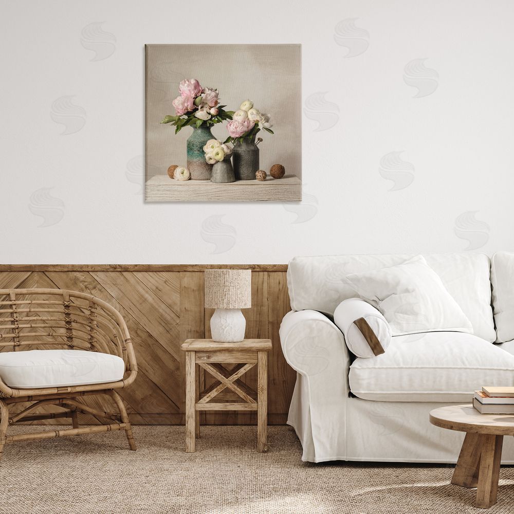 Leah McLean Three Spring Blooms Canvas Wall Art Print in Room