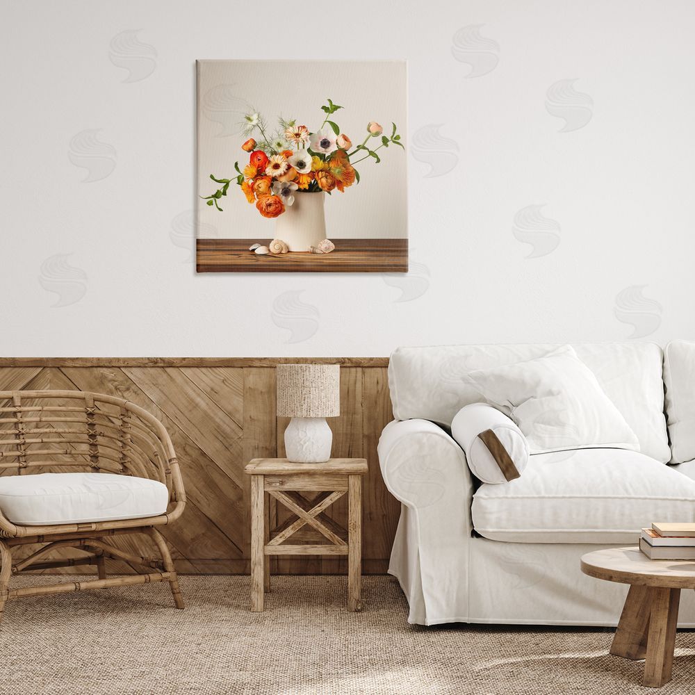 Leah McLean Orange & White Still Life Canvas Wall Art Print in Room