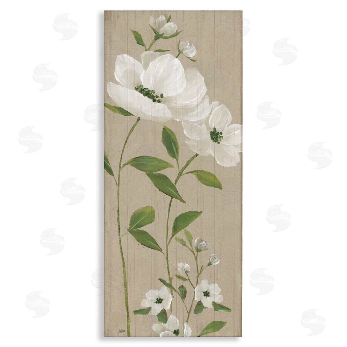 Curved Poppy Blossoms Canvas Wall Art, Home Decor by Nan