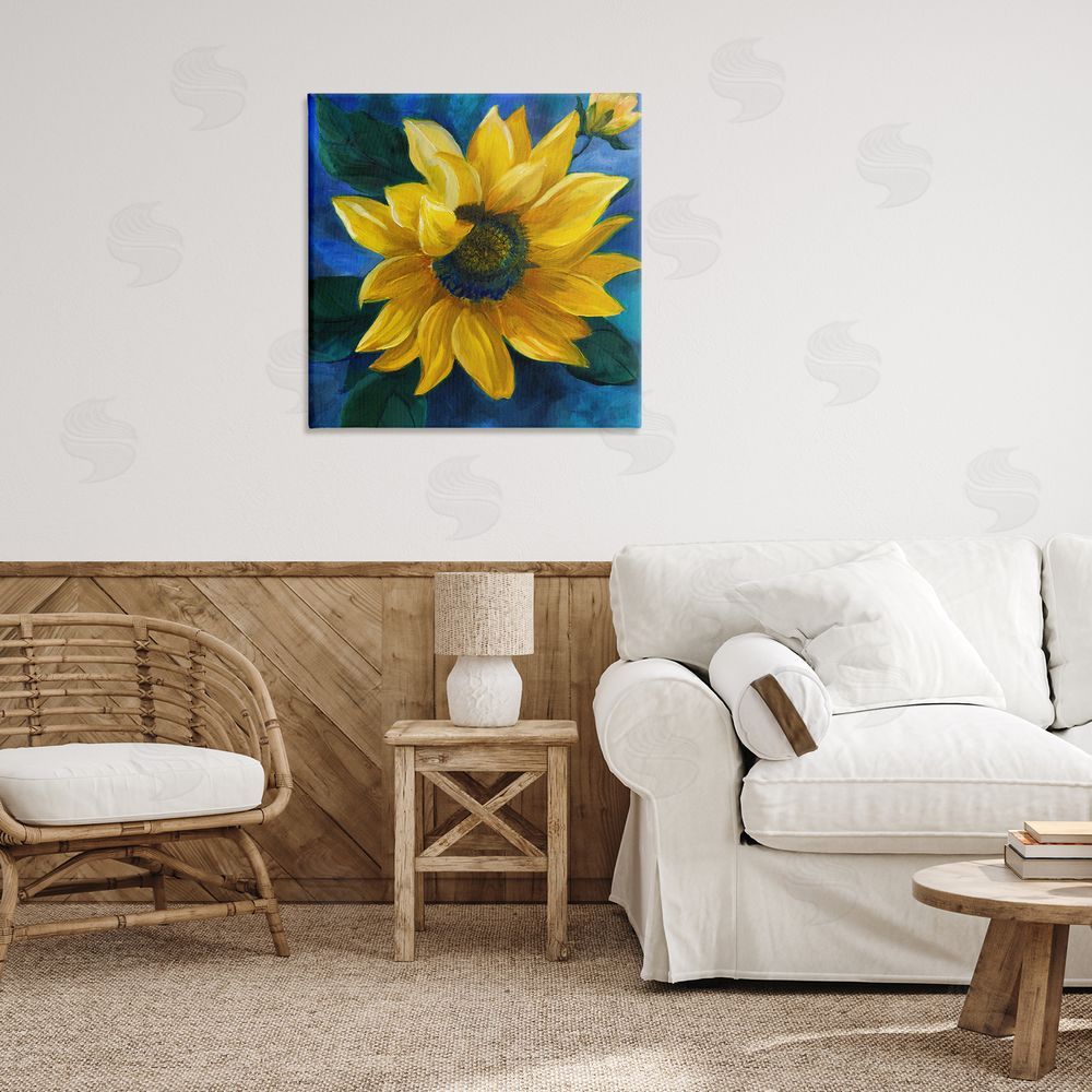 Nan Sunflower Curling Petals Canvas Wall Art Print in Room
