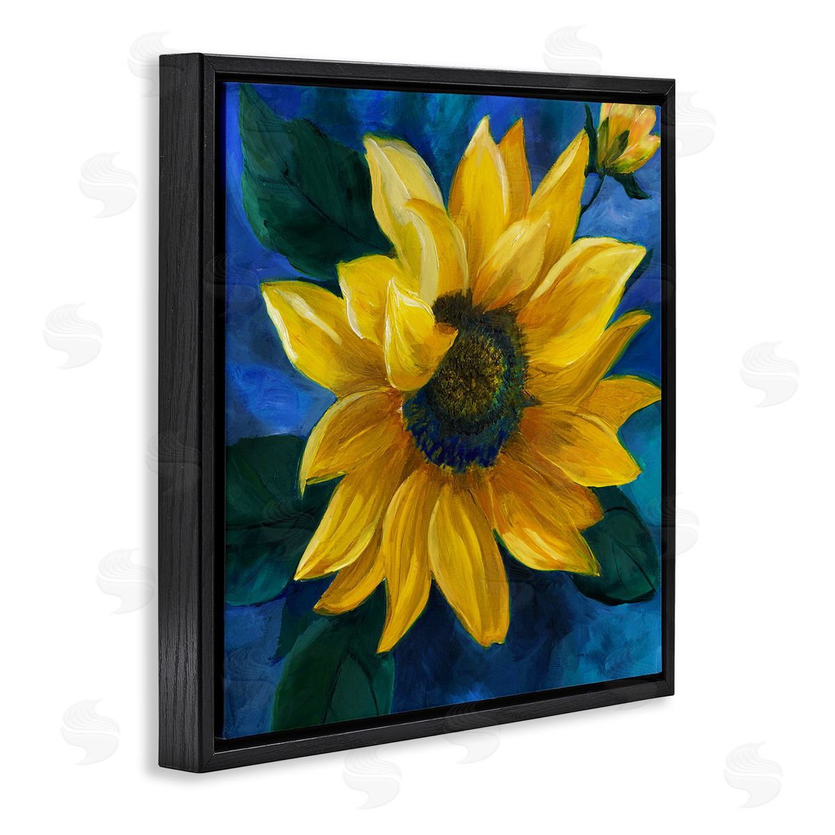 Nan Sunflower Curling Petals Black Floating Frame Canvas Wall Art Print