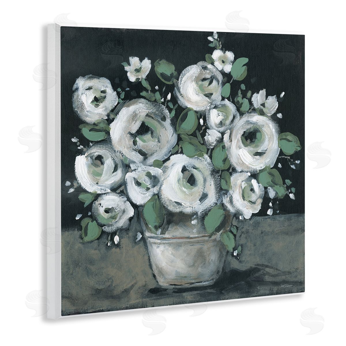 Carol Robinson Muted White Rose Bouquet Wooden Wall Plaque Art Print