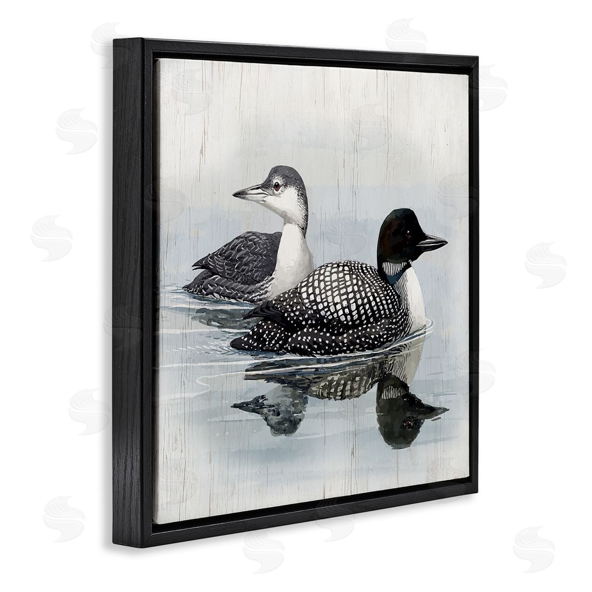 Susan Jill Traditional Loons Wading Black Floating Frame Canvas Wall Art Print