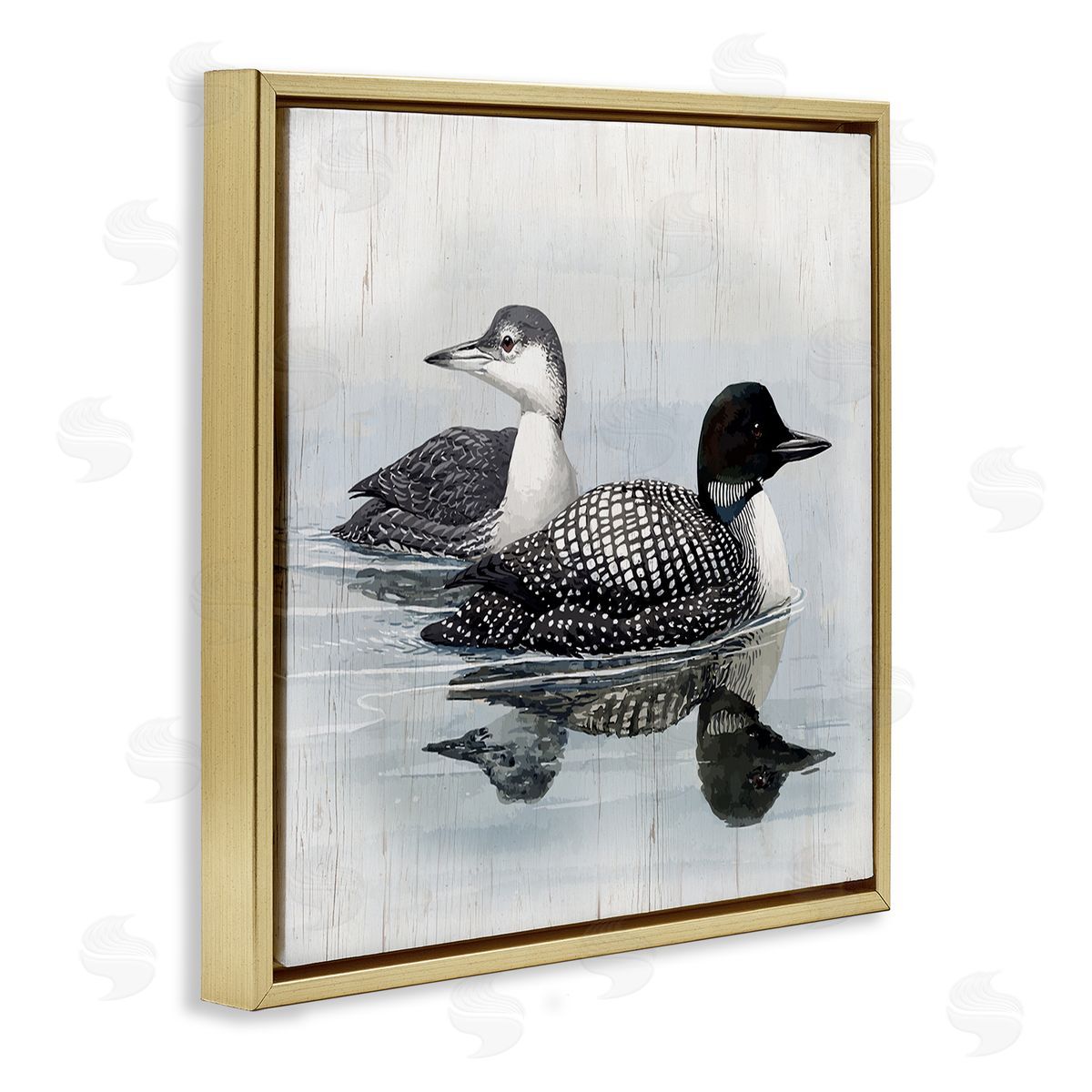 Susan Jill Traditional Loons Wading Gold Floating Frame Canvas Wall Art Print