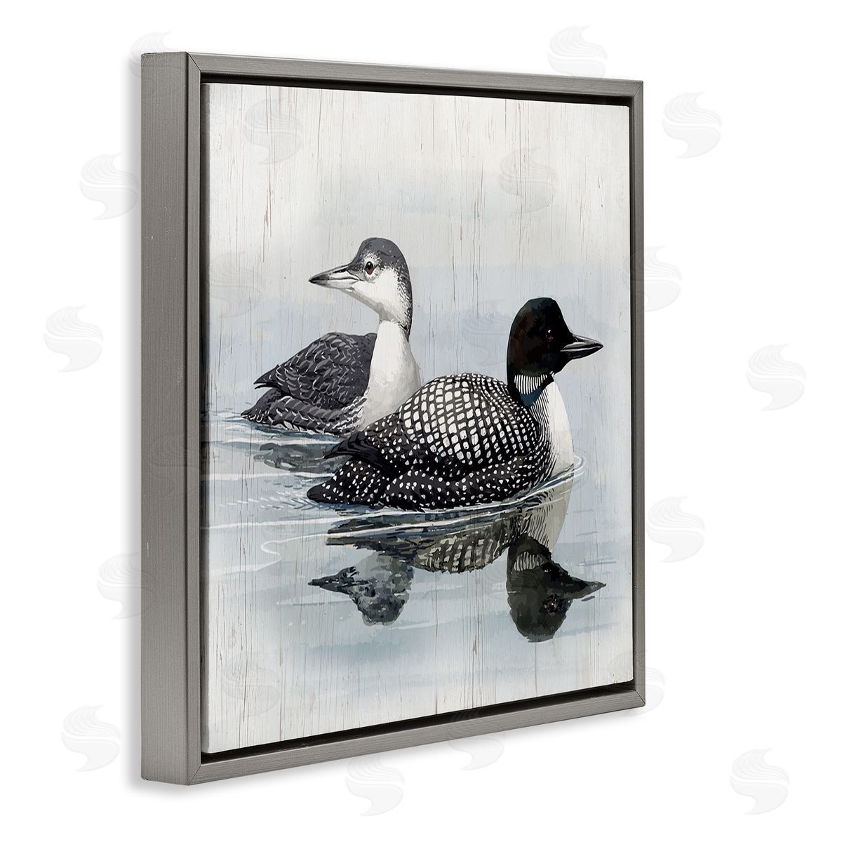 Susan Jill Traditional Loons Wading Gray Floating Frame Canvas Wall Art Print