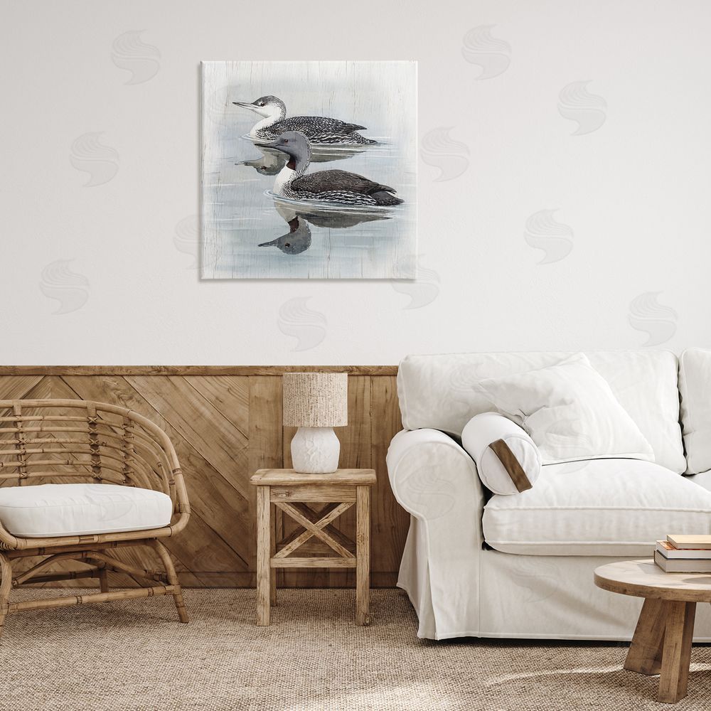 Susan Jill Twin Loons in Water Canvas Wall Art Print in Room