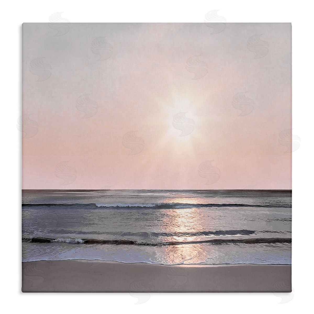 Mike Calascibetta Peach Sunrise over Beach Canvas Wall Art Print