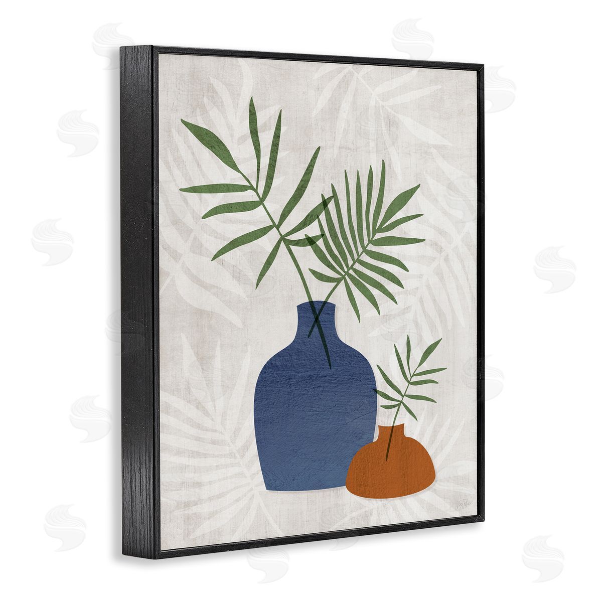Fan Plant Sprigs Black Frame Print Wall Art, Home Decor by Natalie Carpentieri