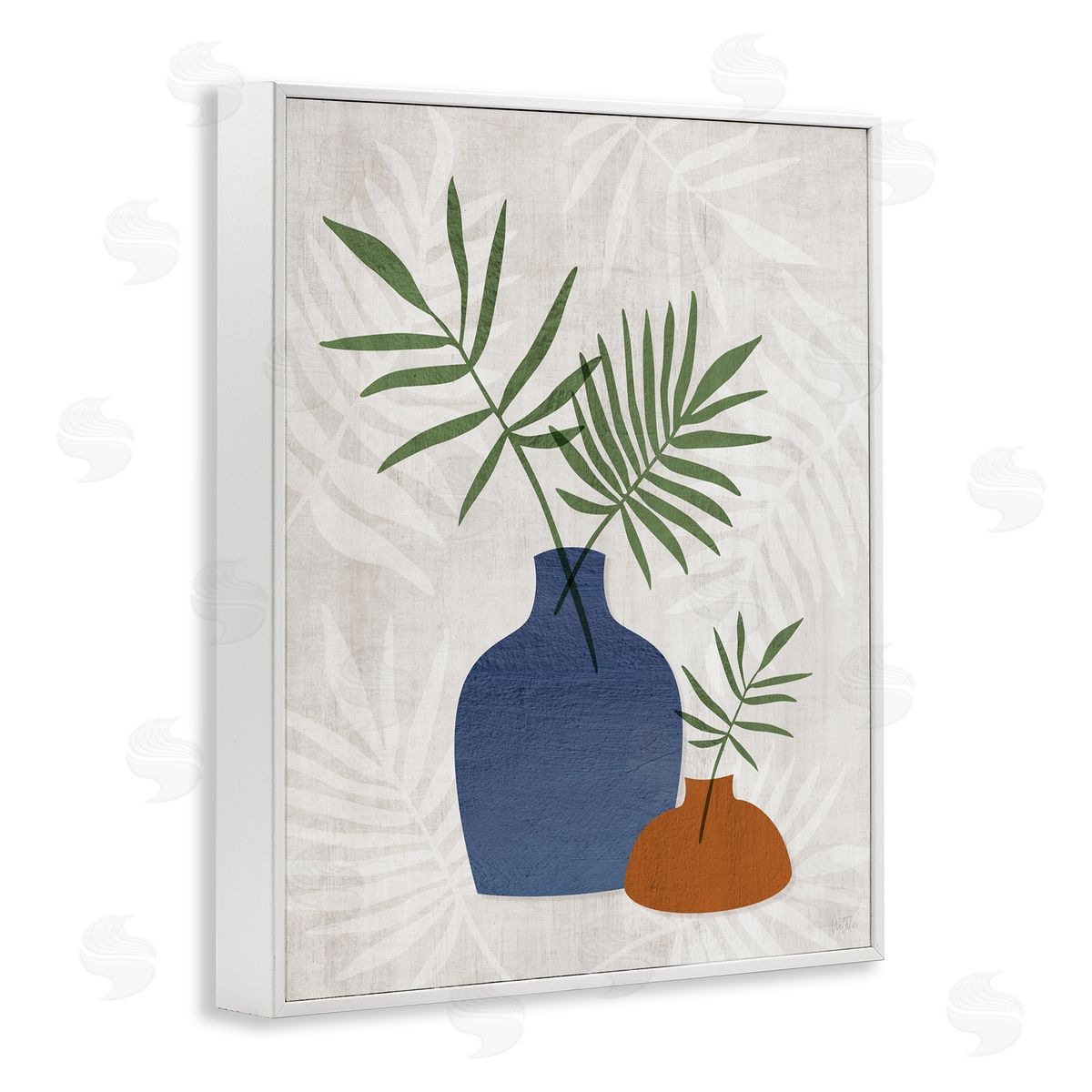 Fan Plant Sprigs White Frame Print Wall Art, Home Decor by Natalie Carpentieri