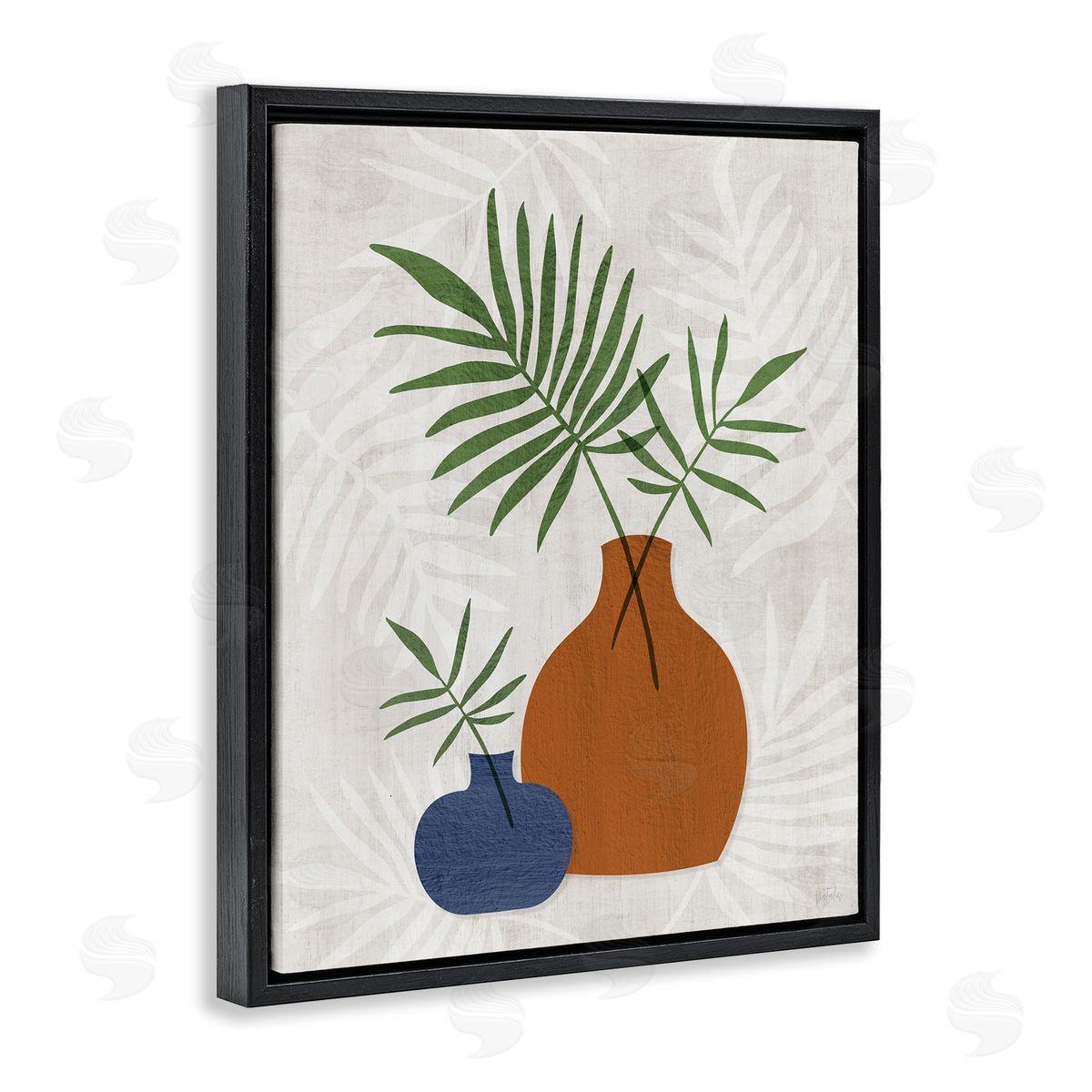 Boho Botanical Vases Black Floating Frame Canvas Wall Art, Home Decor by Natalie Carpentieri