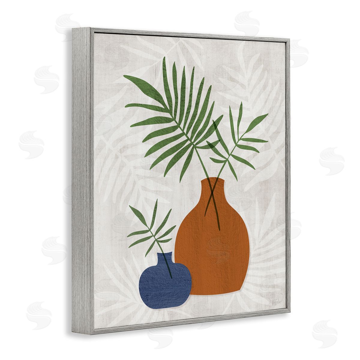 Boho Botanical Vases Grey Frame Print Wall Art, Home Decor by Natalie Carpentieri