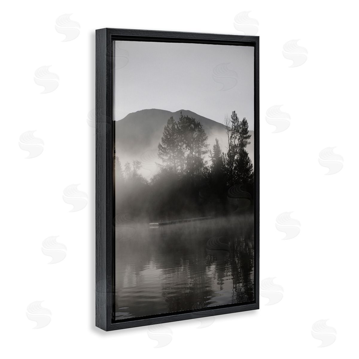 Soothing Lake Ripples Black Floating Frame Canvas Wall Art, Home Decor by Carol Robinson