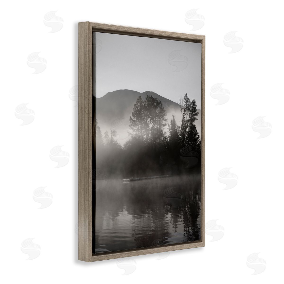 Soothing Lake Ripples Brown Floating Frame Canvas Wall Art, Home Decor by Carol Robinson