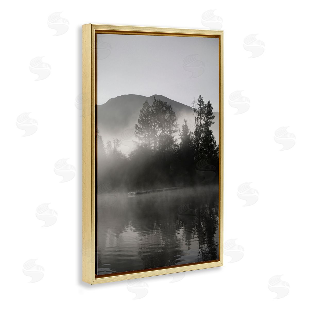 Soothing Lake Ripples Gold Floating Frame Canvas Wall Art, Home Decor by Carol Robinson