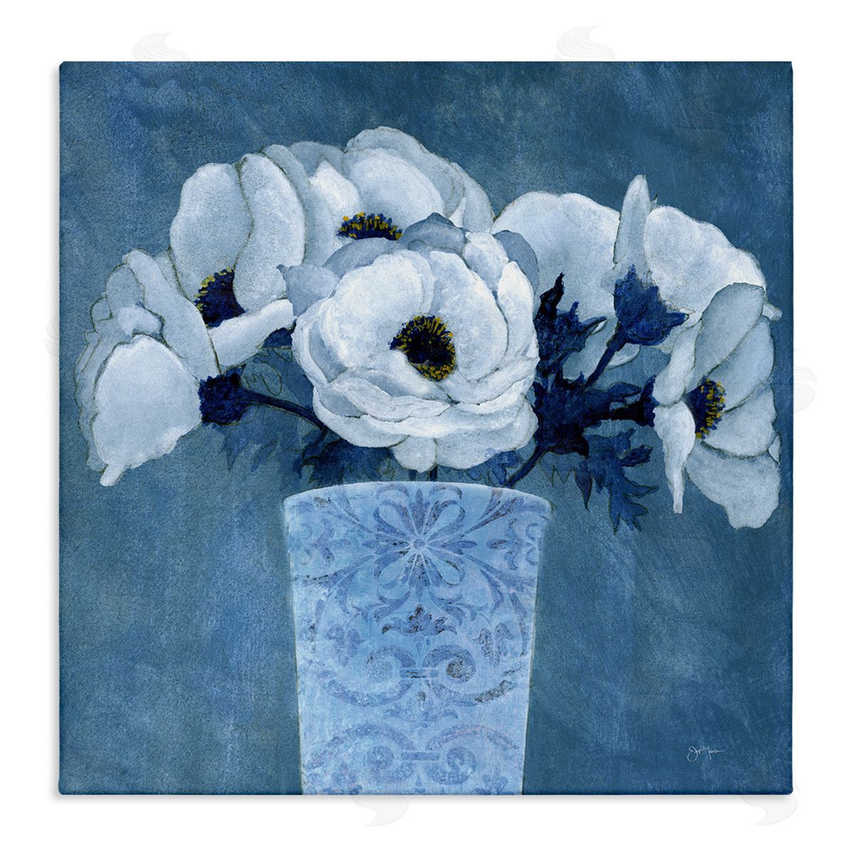 Janet Tava Patterned Vase Flowers Canvas Wall Art Print