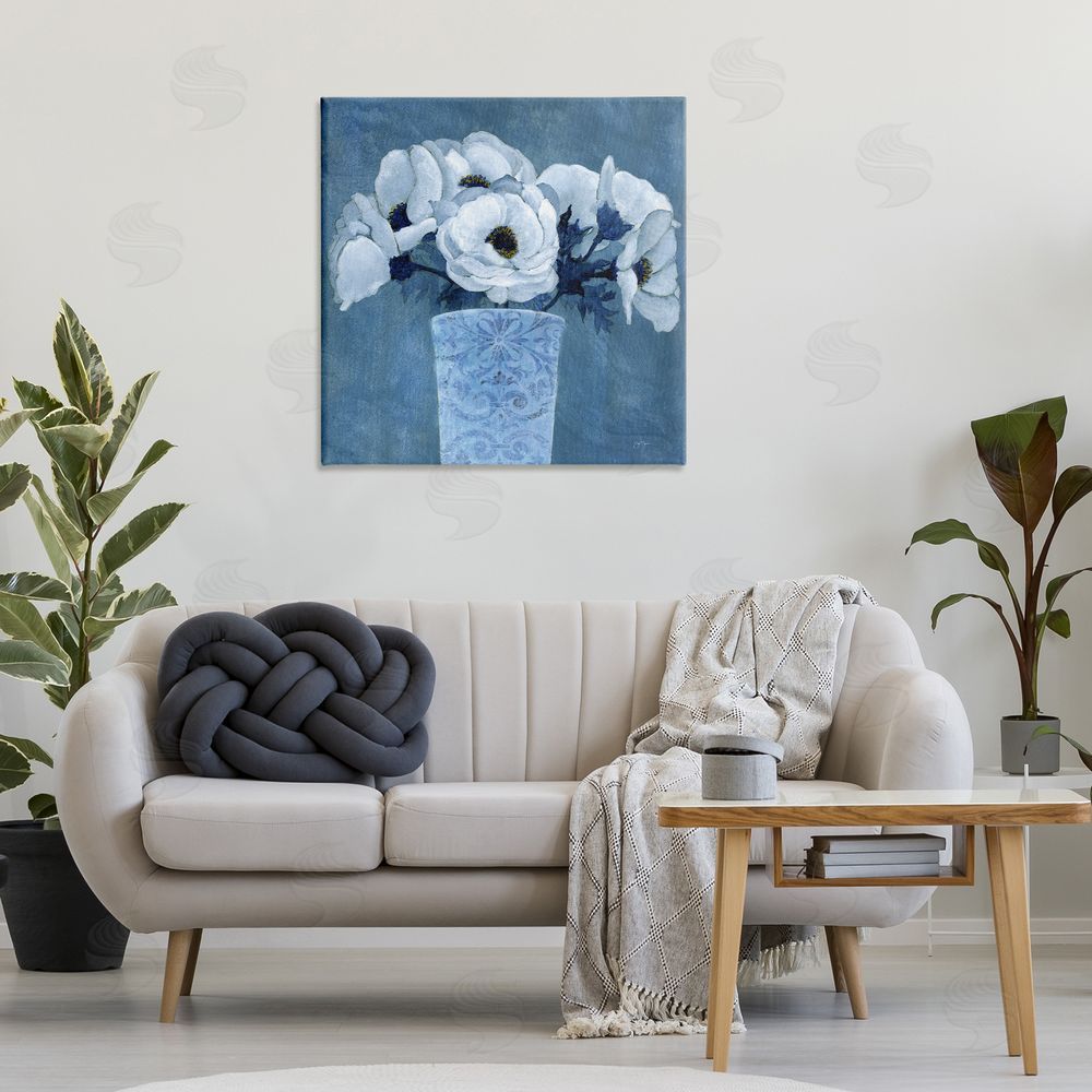 Janet Tava Patterned Vase Flowers Canvas Wall Art Print in Room