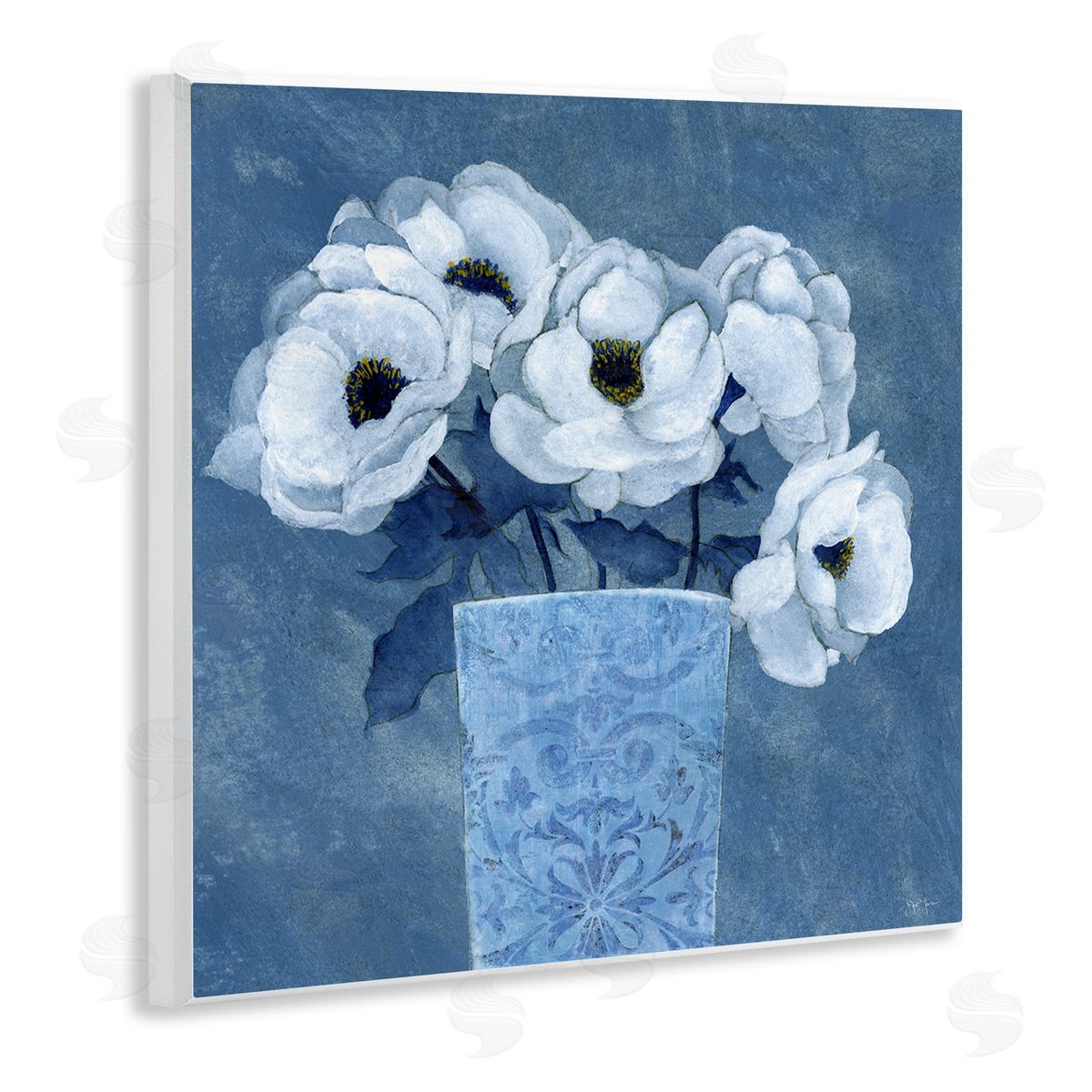 Janet Tava Ornate Vase Flowers Wooden Wall Plaque Art Print