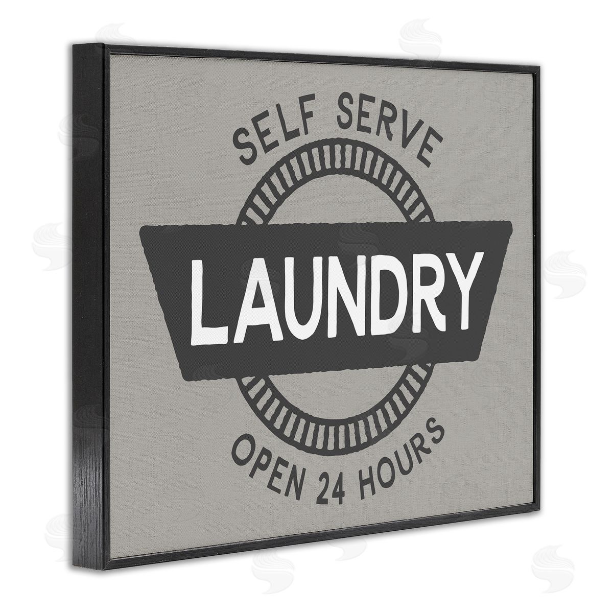 Retro Self Serve Laundry Black Frame Print Wall Art, Home Decor by CAD Designs