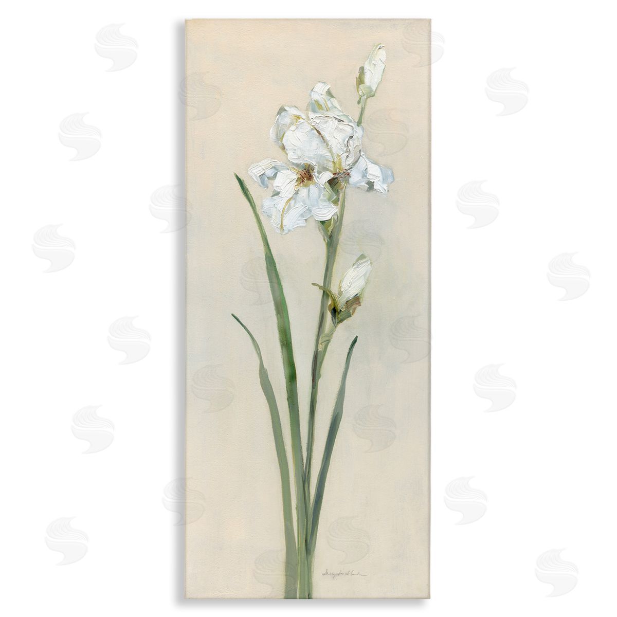 Simple Iris on Beige Canvas Wall Art, Home Decor by Sally Swatland