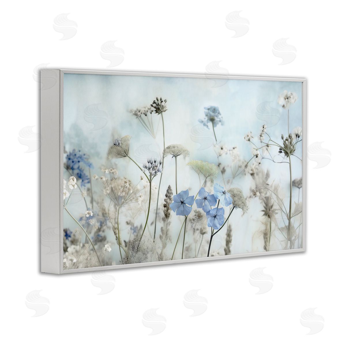 Blooming Subtle Wildflowers White Frame Print Wall Art, Home Decor by Irene Weisz