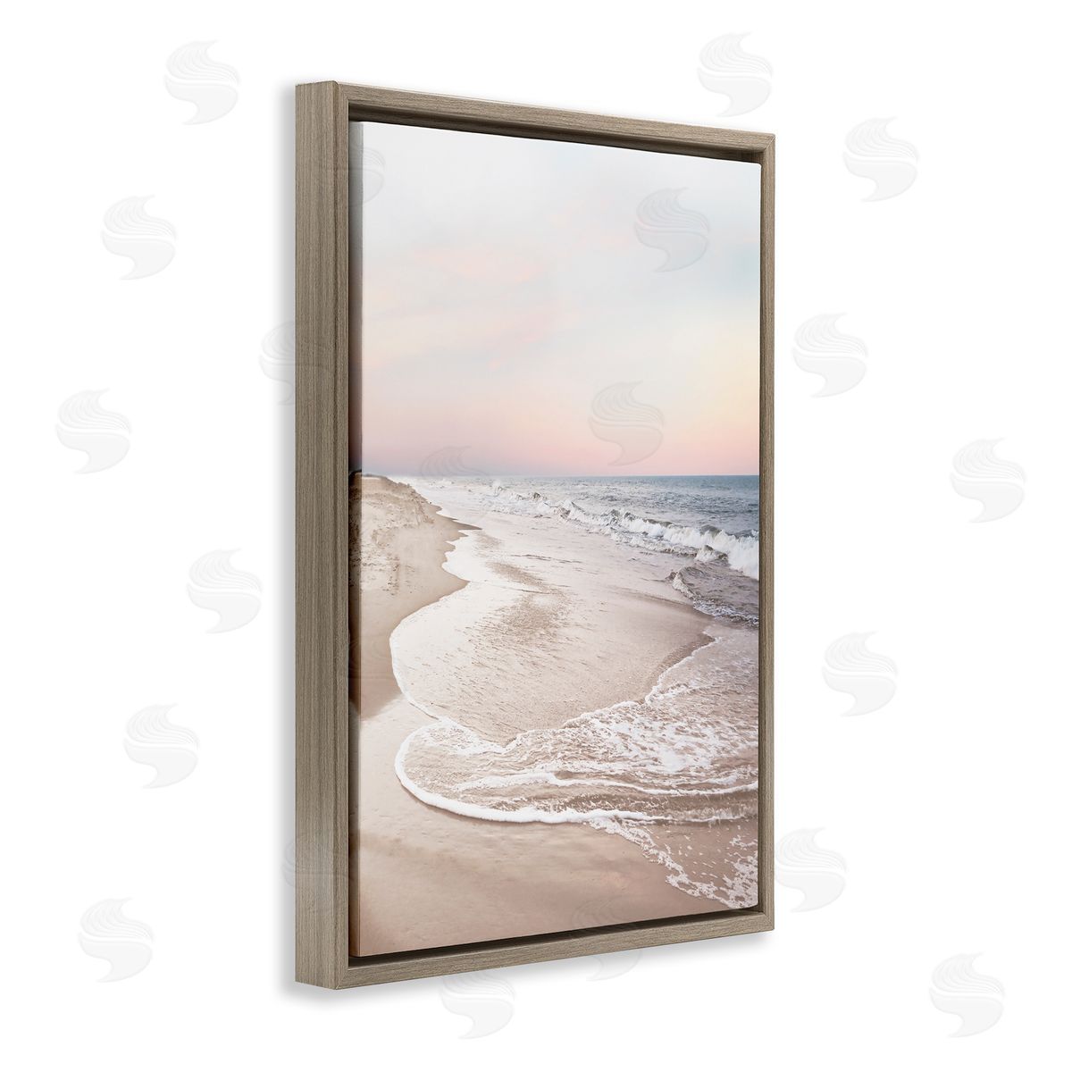 Beautiful Beach Oasis Brown Floating Frame Canvas Wall Art, Home Decor by Natalie Carpentieri
