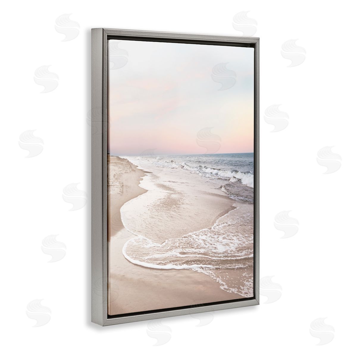Beautiful Beach Oasis Grey Floating Frame Canvas Wall Art, Home Decor by Natalie Carpentieri