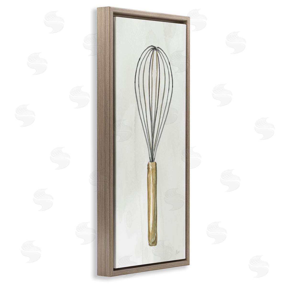 Rustic Kitchen Whisk Brown Floating Frame Canvas Wall Art, Home Decor by Nan