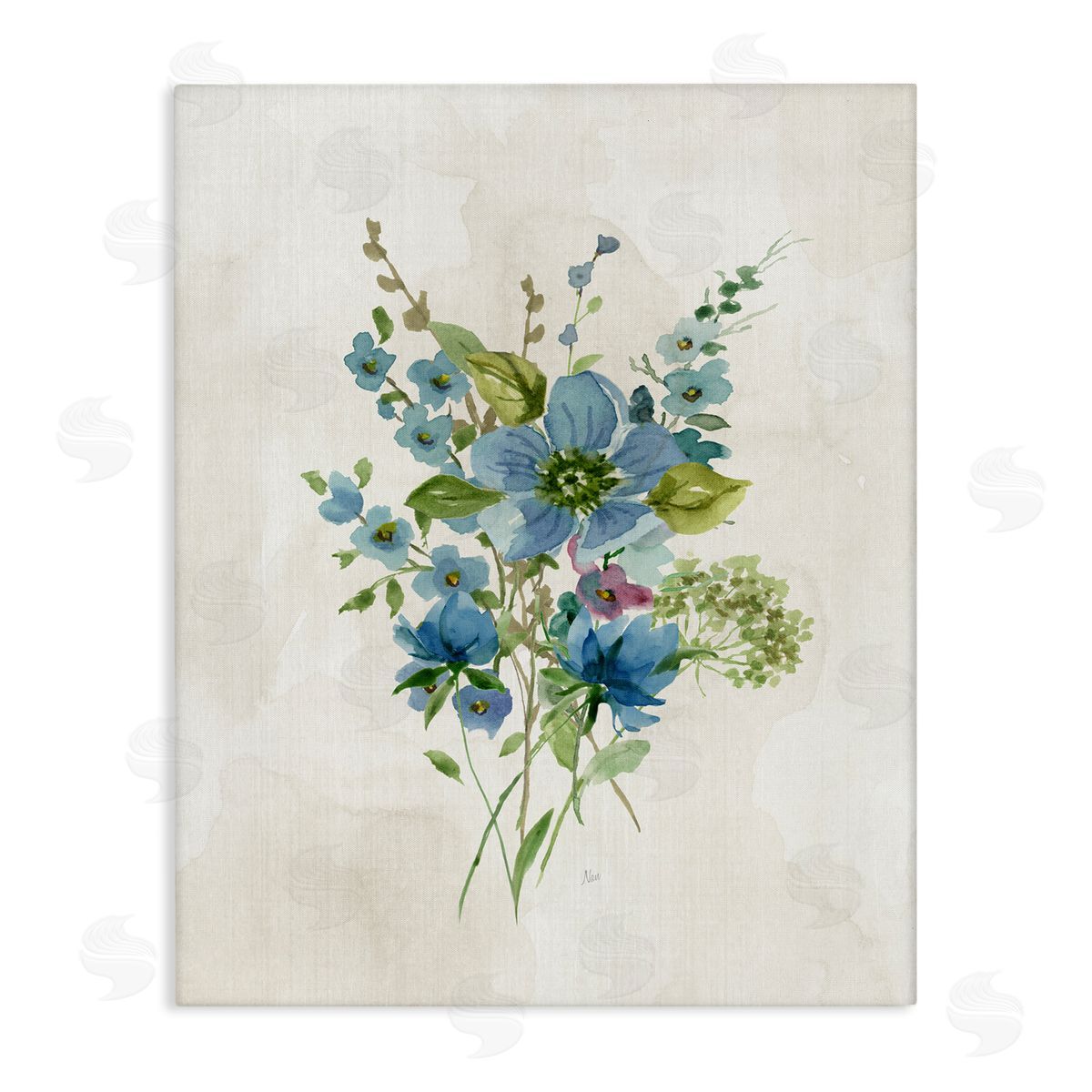 Bundle of Blue Herbs Canvas Wall Art, Home Decor by Nan