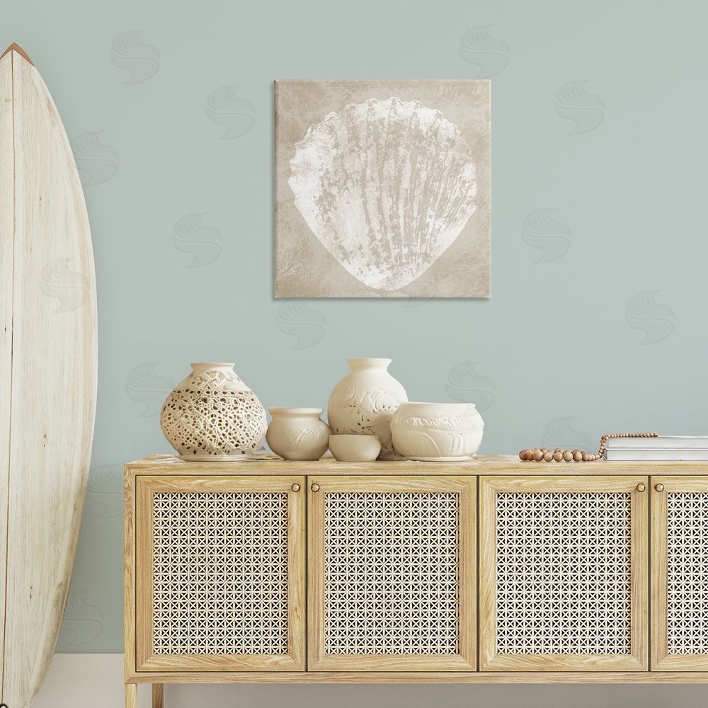 Carol Robinson Rustic Distressed Seashell Canvas Wall Art Print in Room